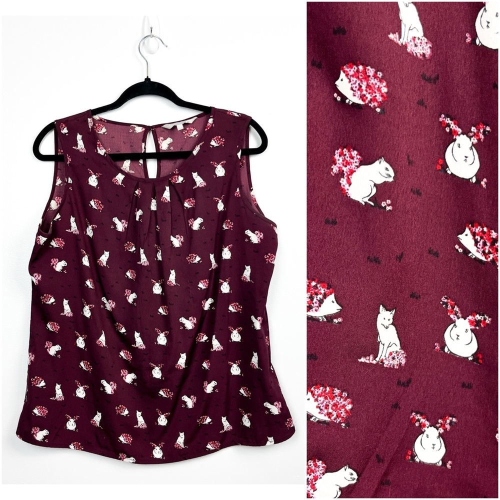Redherring Sleeveless Blouse with Unique Fox Bunny & Squirrel Print